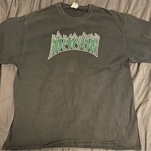 JACKSON Black Tee with Green Flame Logo